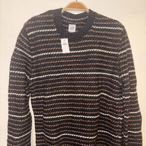 GAP Chunky Knit Striped Sweather - Brown & Cream Crewneck